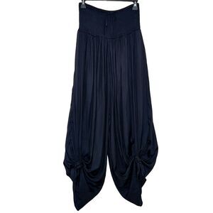 Mahina Strapless Romper Women's Medium Harem Leg Black Smocked Top Swim Cover Up